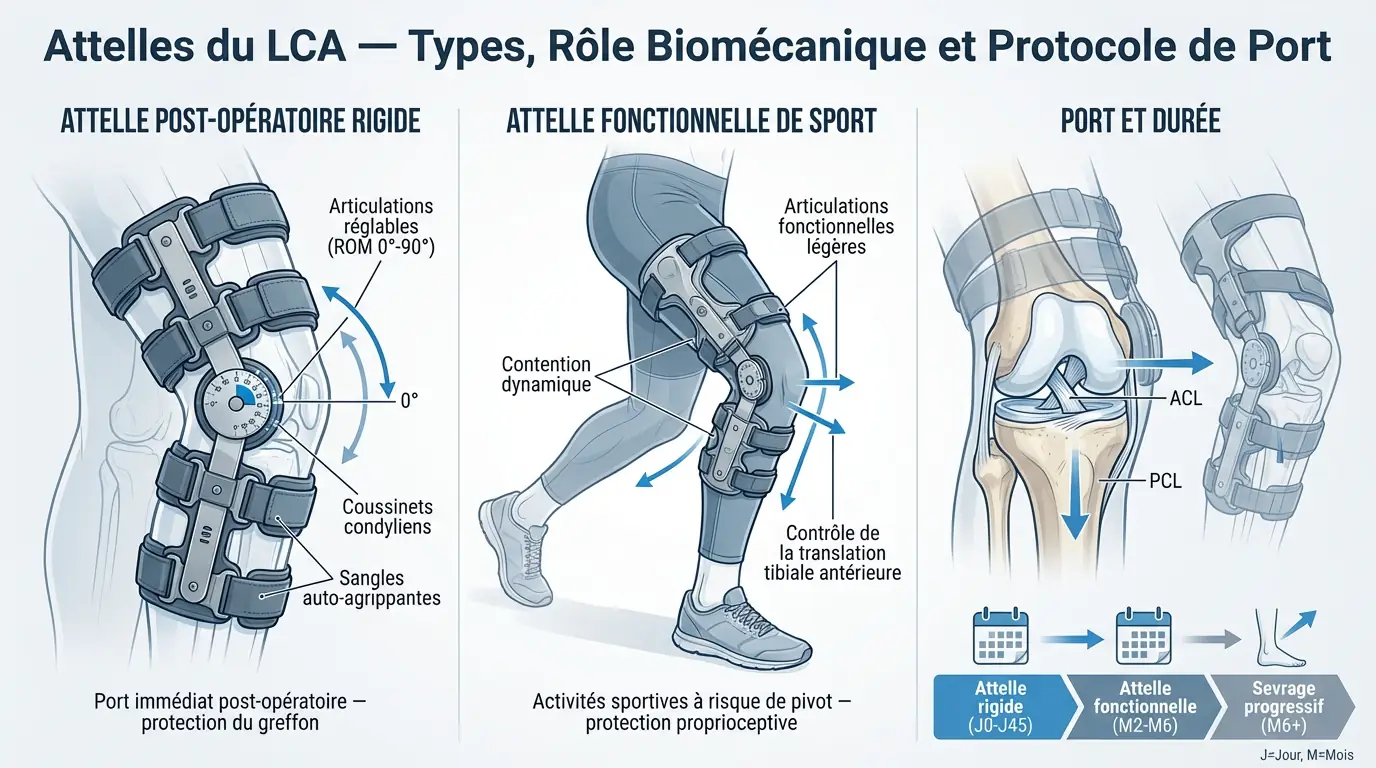 Attelle après rupture du LCA : utilité et durée du port