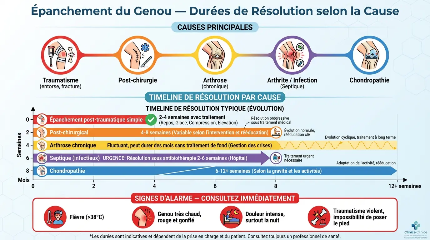 Combien de temps dure un épanchement de synovie au genou ?