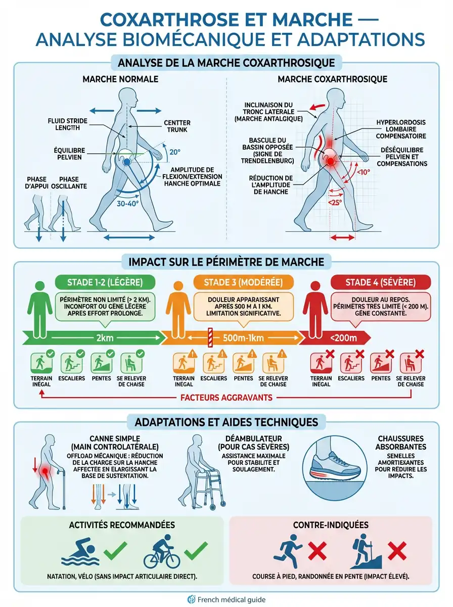 Marcher avec une coxarthrose : conseils et aménagements pratiques