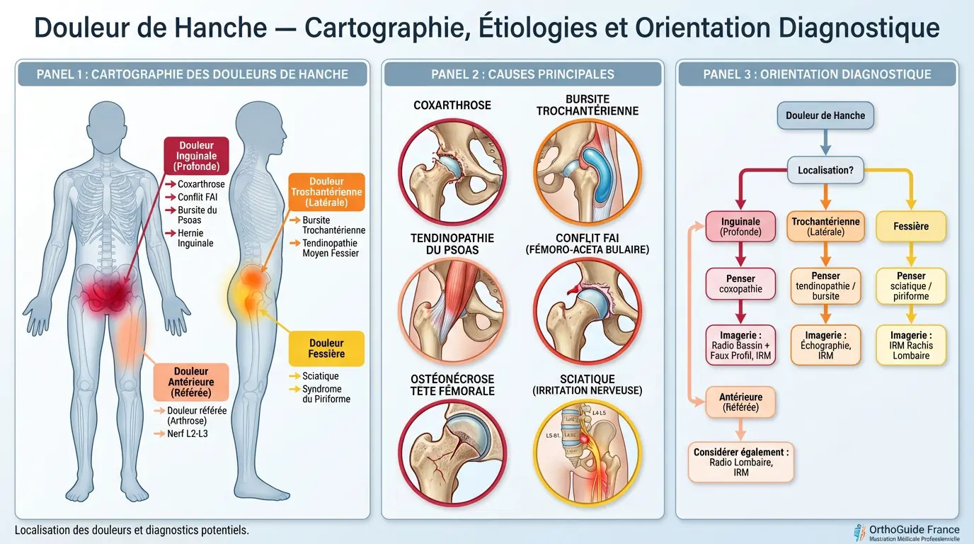 Douleur à la hanche : causes, diagnostic et traitements