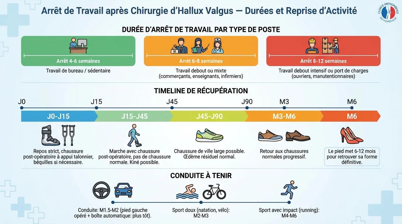 Arrêt de travail après opération d’hallux valgus : combien de temps ?
