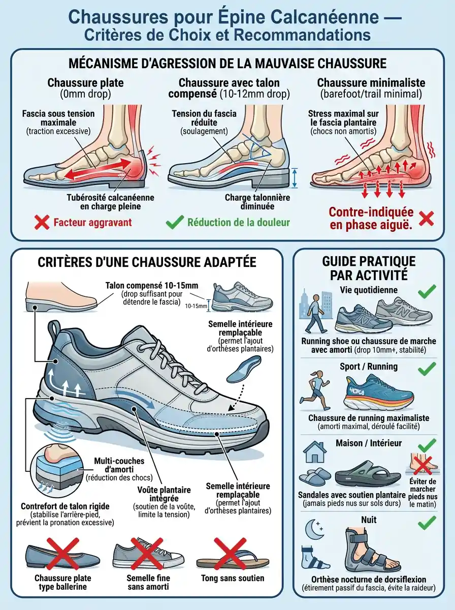 Chaussures adaptées pour l&rsquo;épine calcanéenne : comment bien choisir ?