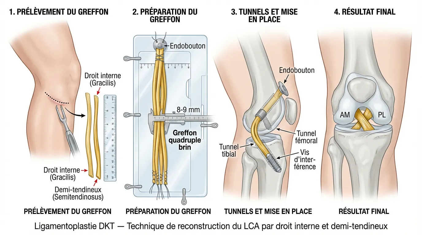 Ligamentoplastie DKT : technique, suites et récupération