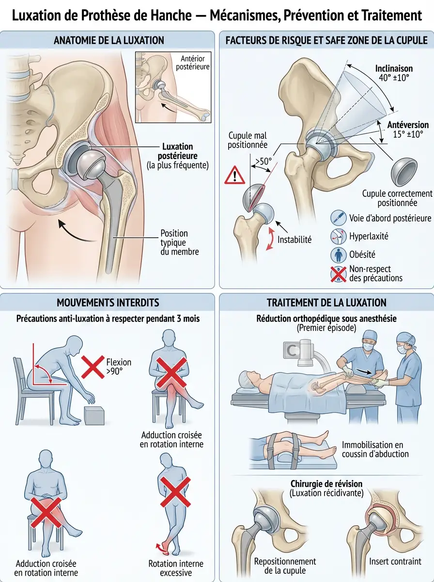 Luxation de prothèse de hanche : signes et conduite à tenir