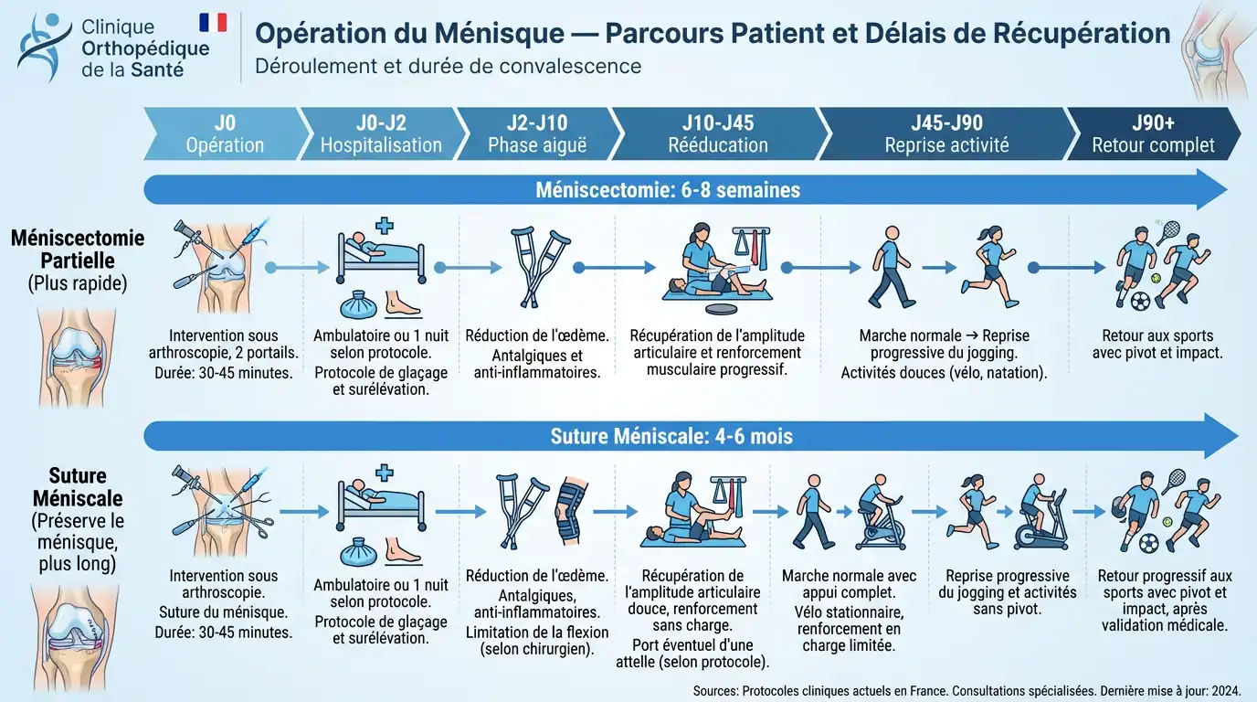 Opération du ménisque : durée et déroulement de la convalescence