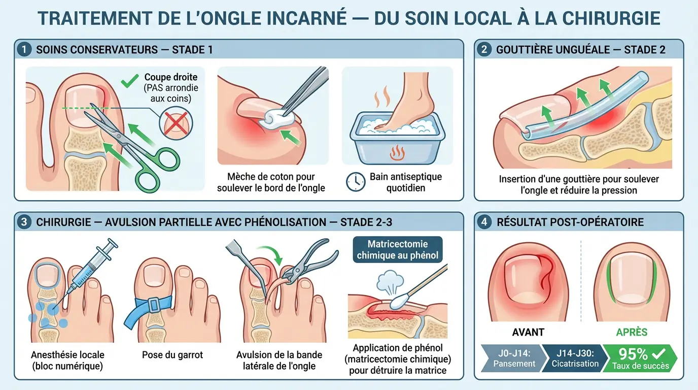 Traiter un ongle incarné : des soins à domicile à la chirurgie