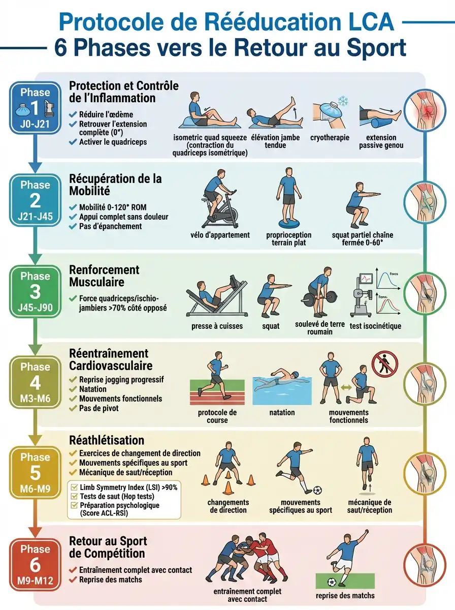 Rééducation après opération du LCA : protocole de 0 à 9 mois